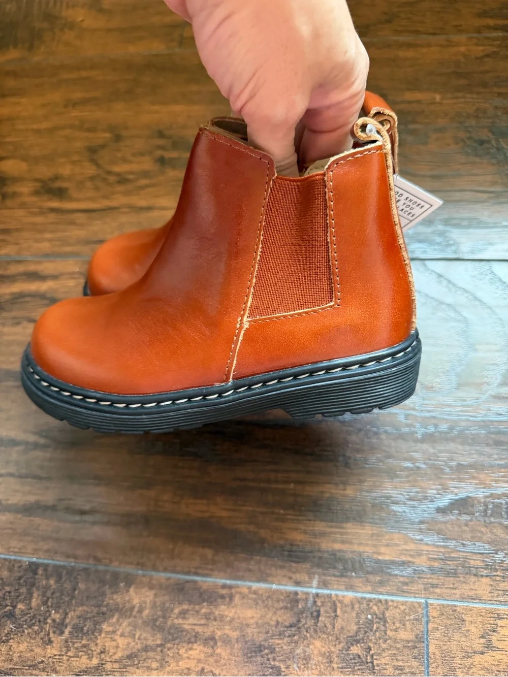 Kids Leather Boots in Cognac